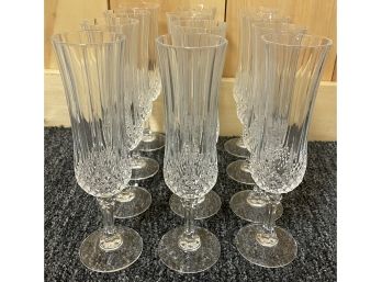 Twelve Crystal Champagne Flutes