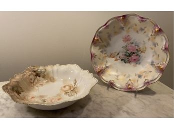 Two Porcelain Bowls With Roses