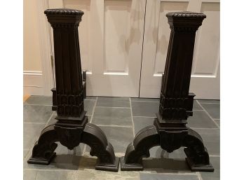 Pair Of Stately Large Andirons