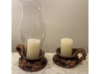 Pair Of Terrafirma Pottery Candle Holders