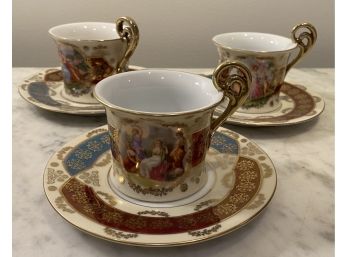 Three Tea Cups And Saucers