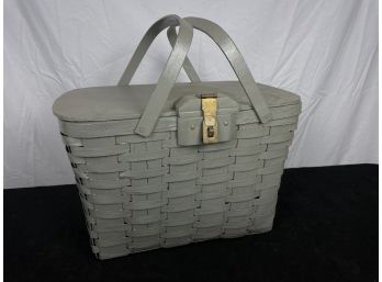 Painted Woven Basket With Hinge Lock