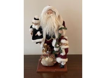 Vintage Santa Claus On Wooden Base