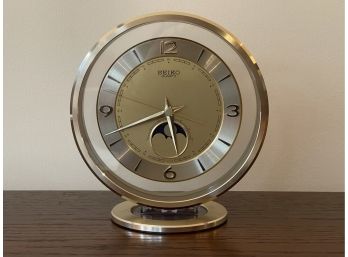 Seiko Quartz Gold Metal Desk Clock - Japan