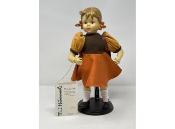 M. I. Hummel Goebel School Girl Porcelain Doll W/ Stand