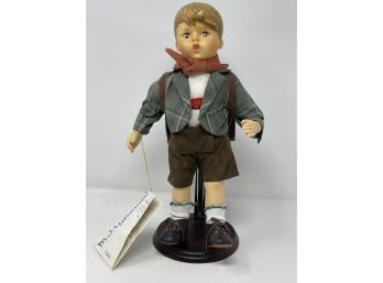 M. I. Hummel Goebel Little Scholar Porcelain Doll W/ Stand