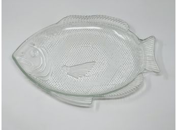 Clear Glass Embossed Fish Platter