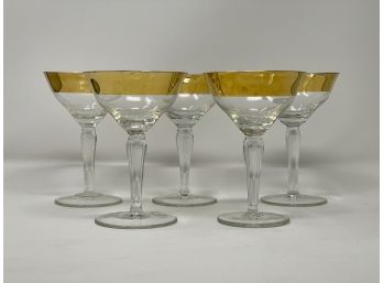 Gold Rimmed Coupe Glasses- Set Of 5