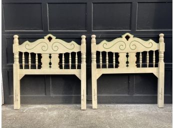 Vintage Stanley Furniture Painted Twin Headboards - A Pair