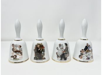 Set Of 4 Norman Rockwell Limited Edition Porcelain Bells Made In W Germany