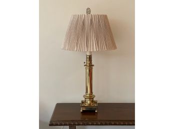 Brass Table Lamp With Pleated Lampshade