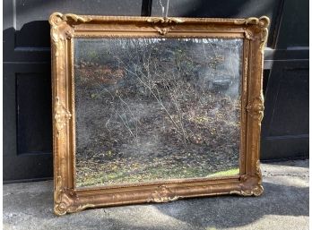 Vintage Ornate Rectangular Mirror, Aged Gold Finish