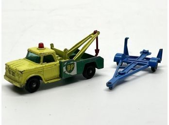 Original Dodge Wrecker Truck And Trailer Matchbox Made In England By Lesney