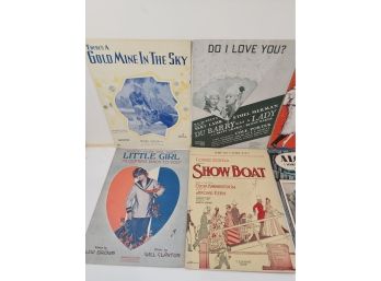 8 Antique Sheet Music With Great Lithograph Covers