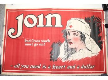 1918 Red Cross Join Poster 35 X 54 Dexter Art