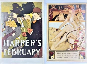 109 - Poster Reprints - 1897 Harper's Weekly By Edward Penfield Plus 1920s HSM Poster By SN Abbott