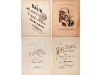 92 - Sheet Music -   4 Decorative Covers - 1863, 1863, C1870 (Lay Of The Pestal), 1885( Maud Elaine)