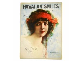 61 - Sheet Music - 1919  Pretty Girl Cover - Hawaiin Smiles By Mary Earl