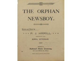 74 - Sheet Music - 1891 Orphan Newsboy