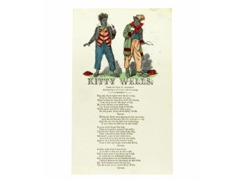 72- Song Sheet - Kitty Wells 1861 Lament - Hand Colored Graphotype - RARE