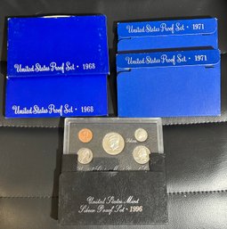 (2) 1968, (2) 1971 & (1) 1996 US Mint Silver Proof Sets