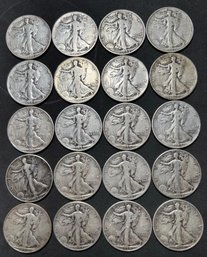 (20) Walking Liberty Half Dollars