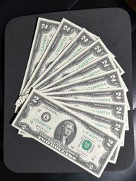 (10) 2017-A $2 Bills Uncirculated Sequential