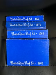 1968, 1969, 1971, 1972 US Mint Proof Sets