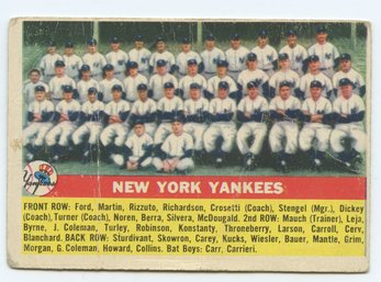 1956 Topps Yankees Team Card  #251