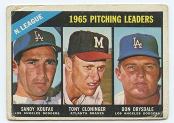 1966 Topps '65 NL Pitching Leaders (S. Koufax, T. Cloninger, D. Drysdale) #223
