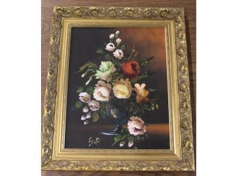 FLOWERS BY ELLA OIL HAND PAINTING ON CANVAS IN 21' X 25' FRAME