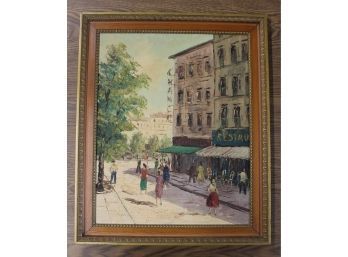 CITYSCAPE OIL HAND PAINTING BY HAGERS ON CANVAS IN 19' X 23' FRAME