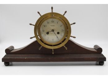 WATERBURY VINTAGE BOAT WHEEL MANTLE CLOCK