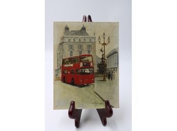 1978 LONDON BUS OIL HAND PAINTING BY E.PICTON 6' X 8' CANVAS