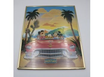 MICKEY AND MINNIE IN CAR POSTER FRAMED POSTER 20' X 16'