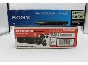 MAGNAVOX & SONY DVD PLAYERS WITH REMOTES AND WIRES