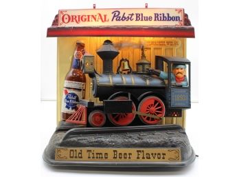 PABST BLUE RIBBON TRAIN SIGN LIGHT UP VINTAGE BEER SIGN