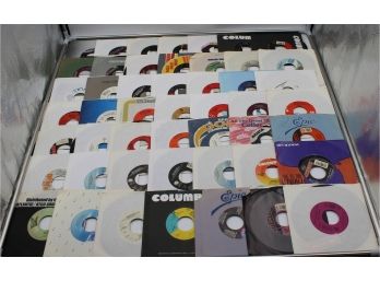 VINYL RECORDS 45RPM MISCELLANEOUS RECORDS BOX LOT (WHITNEY HOUSTON, ROD STEWART)