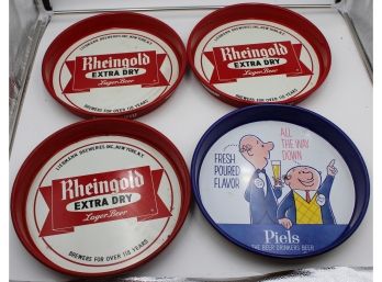 (13) VINTAGE BEER TRAYS LOT (PIELS, RHEINGOLD, BALLANTINE)