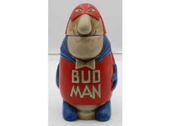 1989 VINTAGE BUD MAN BEER STEIN W/PEWTER LID  HAND CRAFTED