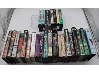 (27) ACTION VHS MOVIE BOX LOT (SUPERMAN, BONNIE AND CLYDE)