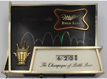 MILLER HIGH LIFE BEER ANALOG CLOCK VINTAGE BEER SIGN