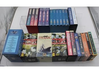 (16) HISTORY VHS MOVIES BOX LOT (TITANIC, KENNEDY)