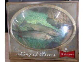 BUDWEISER RAINBOW TROUT BUBBLE 3D LIGHT UP VINTAGE BEER SIGN