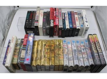 (36) MUSICAL VHS MOVIE BOX LOT (BEATLES, ABBA)