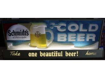 SCHMIDTS ONE BEAUTIFUL BEER VINTAGE BEER LIGHT SIGN