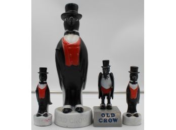 (4) VINTAGE OLD CROW BOURBON PLASTIC BAR STATUES LOT