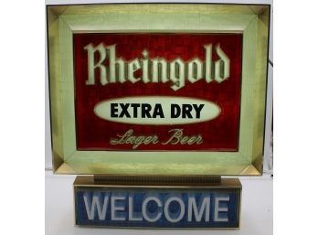 RHEINGOLD EXTRA DRY WELCOME LIGHT UP VINTAGE BEER SIGN