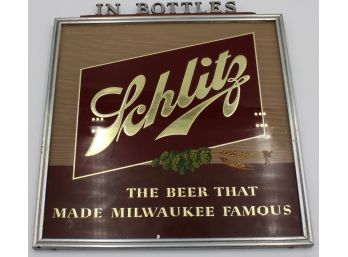 SCHLITZ IN BOTTLES FRAMED VINTAGE BEER SIGN