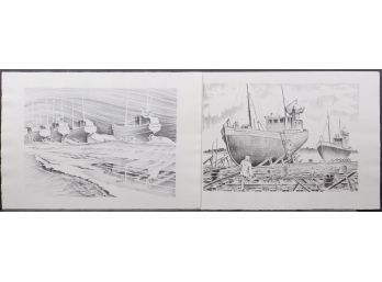 Howard Besnia: Ships On A Rocky Coast And Shipyard
